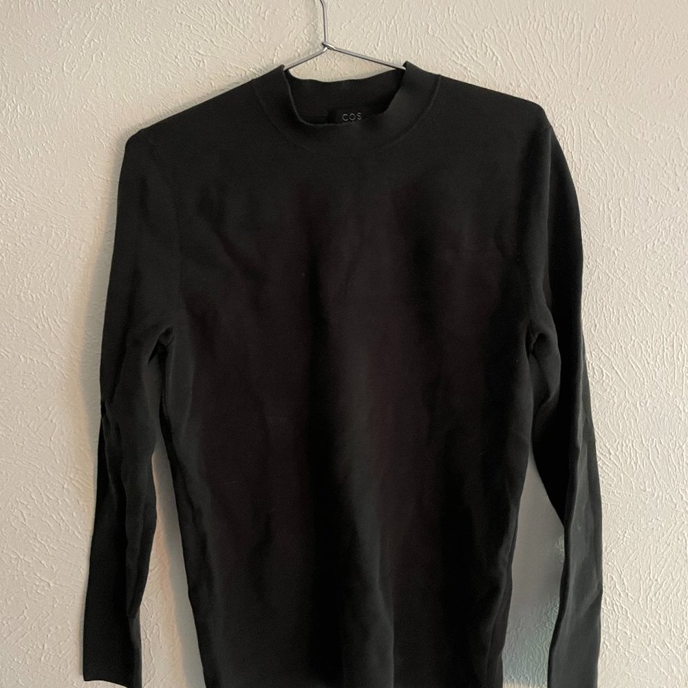 COS Mock neck sweater - dark green, size small